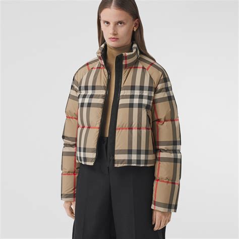 burberry brit puffer jacket women's|Burberry check cropped puffer jacket.